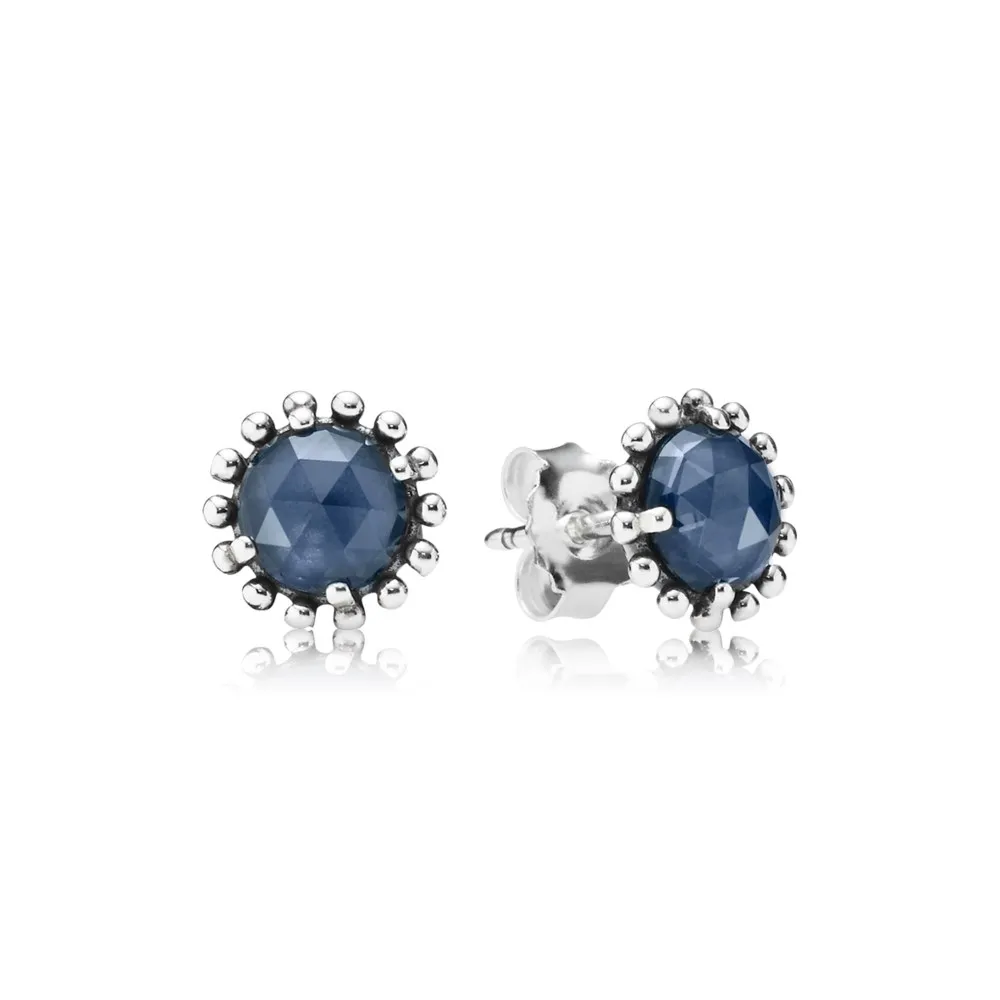 

925 Sterling Silver Earrings with Midnight Earrings Blue Crystal Stud Earrings for Women Anniversary Jewelry