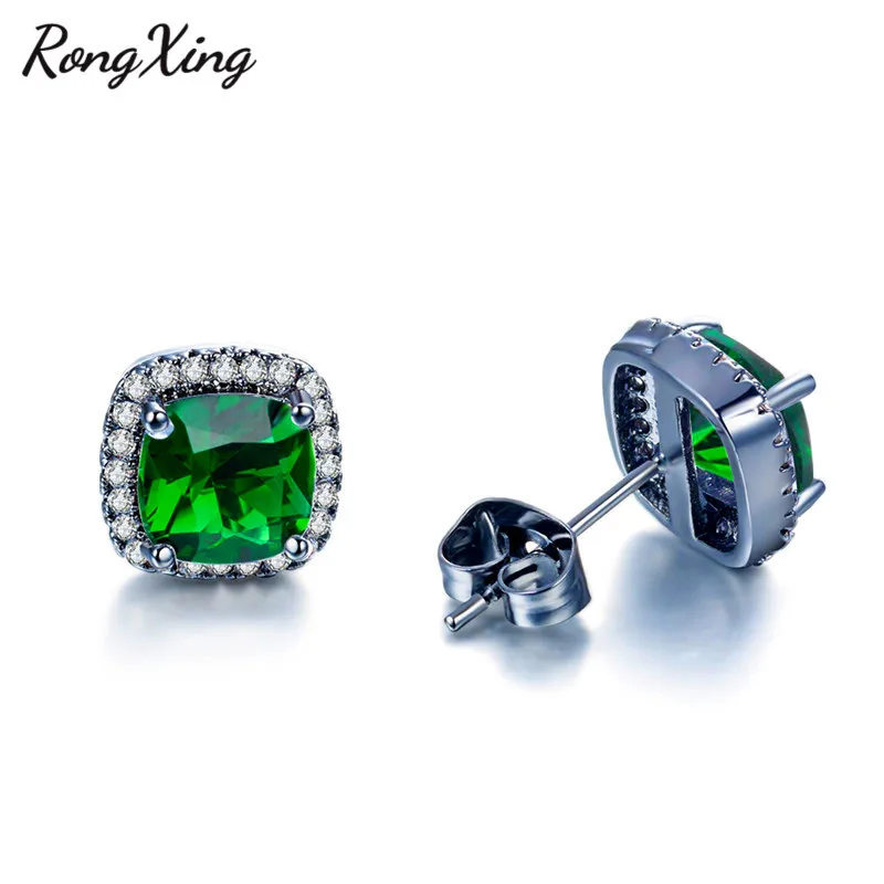 Женские винтажные серьги с фианитами черные золотые разноцветные модное в форме