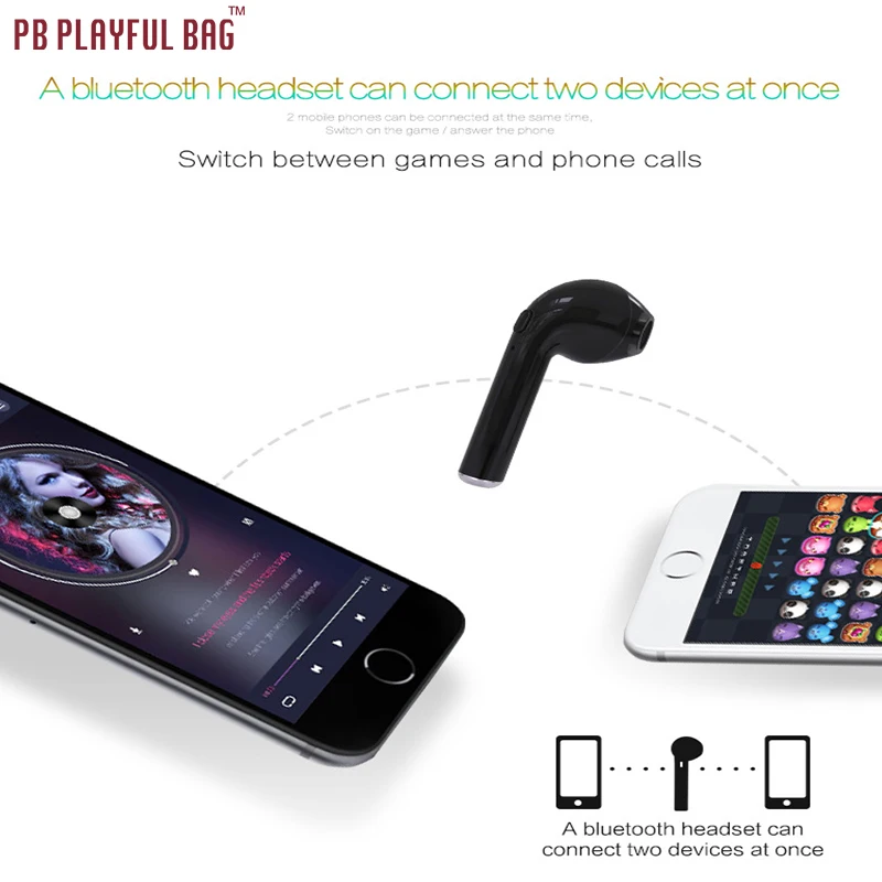 Pb игривая сумка наушники для ТВ Беспроводные наушники-вкладыши Bluetooth мини беспроводные наушники-вкладыши одна bluetooth-гарнитура HBQ i7