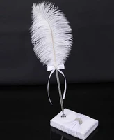 antique ivory ostrich feather wedding pen cocktail party banquet crystal rhinestone bowknot sign pens festive event decorations
