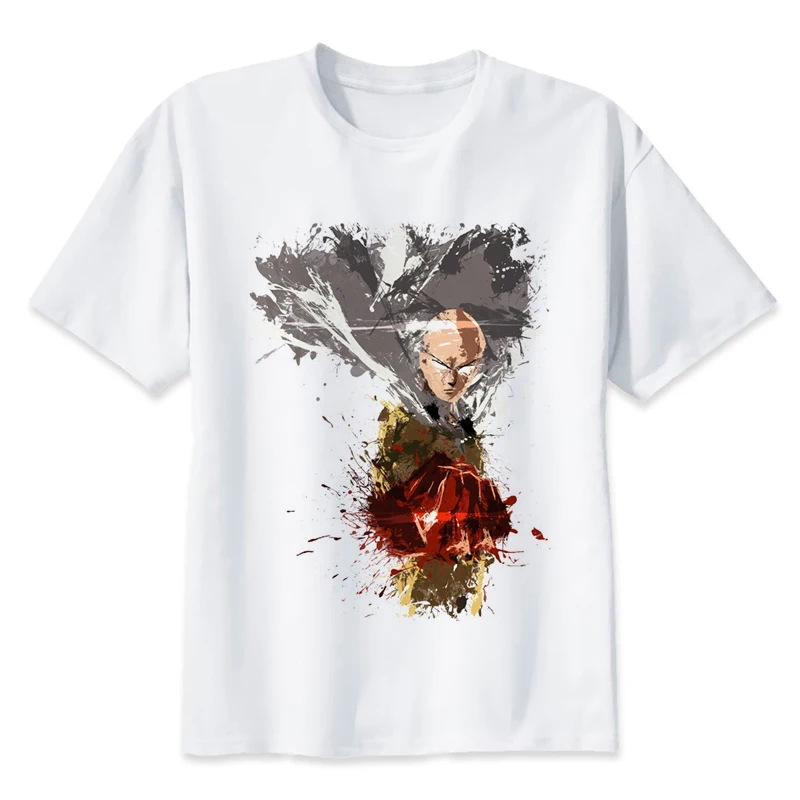 Футболка one punch man saitama, мужская летняя футболка с забавным принтом японского аниме, модные футболки с коротким рукавом белого цвета для мальчиков - Цвет: 908