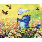 3d Алмазная вышивка животные 5d алмазная живопись синий кот пейзаж Полный Круглыйквадратный Стразы мозаика вышивка крестиком домашний декор