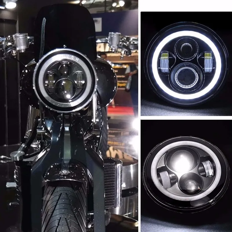 7 дюймов 40W вытяжной вентилятор для Harley светодиодный фары с фар переходное кольцо