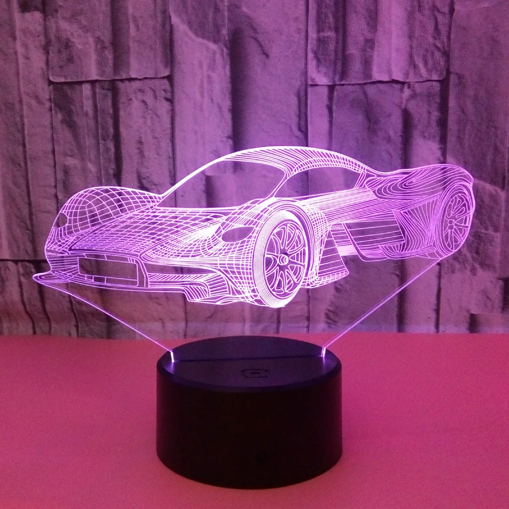 Новый спортивный автомобиль красочный 3d Ночник светильник цветной сенсорный
