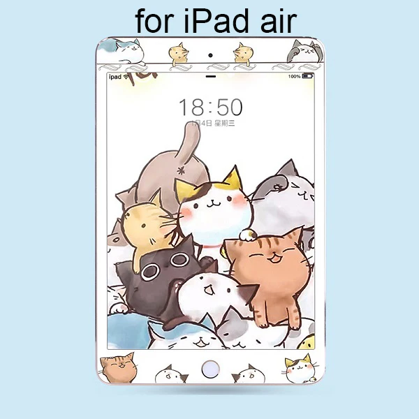 Cats for iPad air5 Цветной узор полное покрытие закаленное стекло для ipad 9,7 ipad air 2 5 6 9 H защитная пленка экран для Apple ipad 9,7 - Цвет: Cats for iPad air5