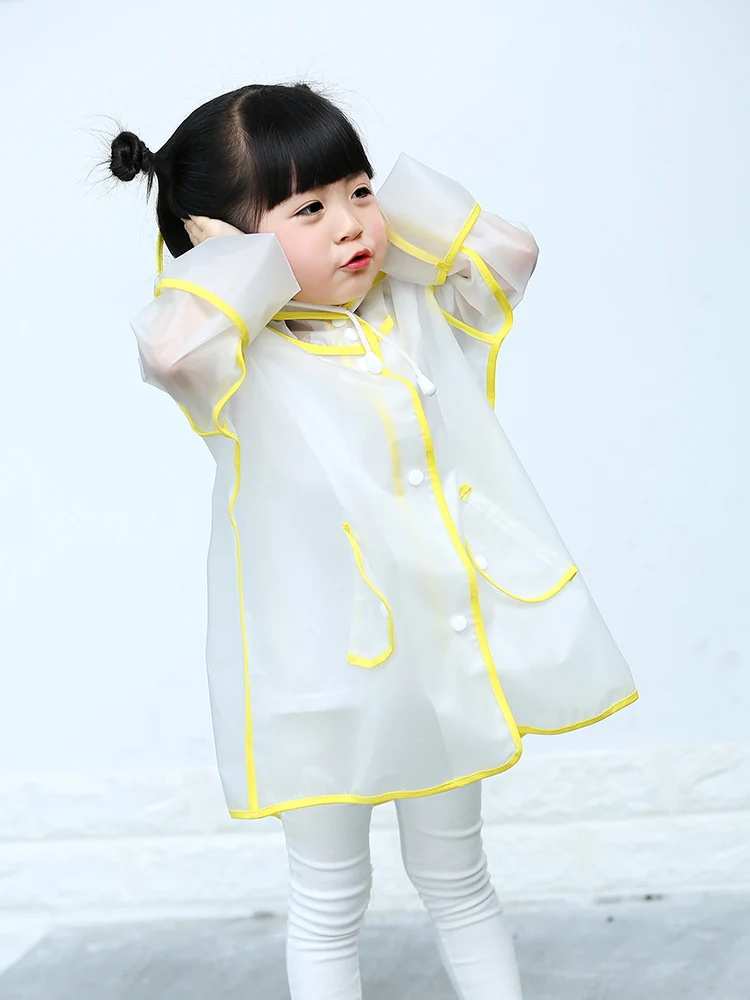 Children Raincoat EVA Transparent Clear Rainwear Hooded Outdoor Touring Rain Coat Travel Camping Capa De Chuva Infantil | Дом и сад