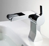 Deck Mounted Waterfall Bathroom Faucet Vanity Vessel Sinks All Brass Chrome Mixer Tap Cold And Hot Water Tap BF757