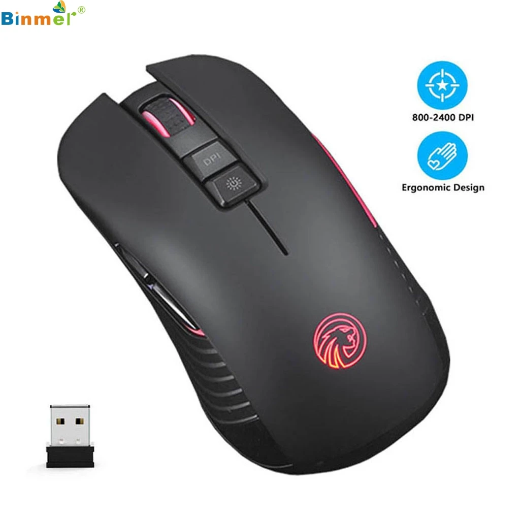 Binmer 2.4G wireless mouse rechargeable home lighting desktop computer mute notebook gaming 7-key portable 2019 Hot | Компьютеры и