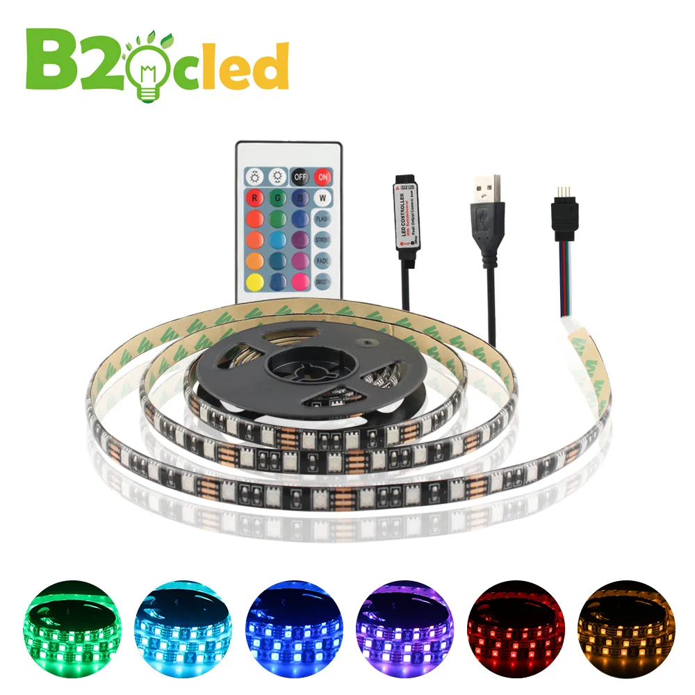 Светодиодная лента RGB с питанием от USB 5 В 60 светодиодов/м 5050 водонепроницаемая