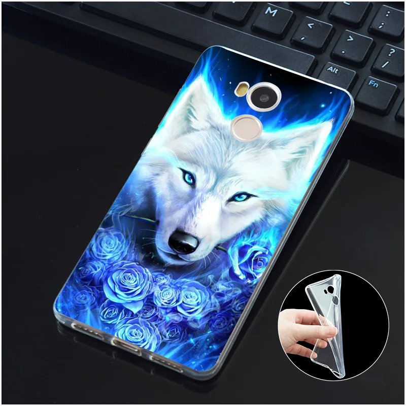 DREAMFOX L611 Мягкий силиконовый чехол из ТПУ с изображением волка и льва для Xiaomi Redmi Note