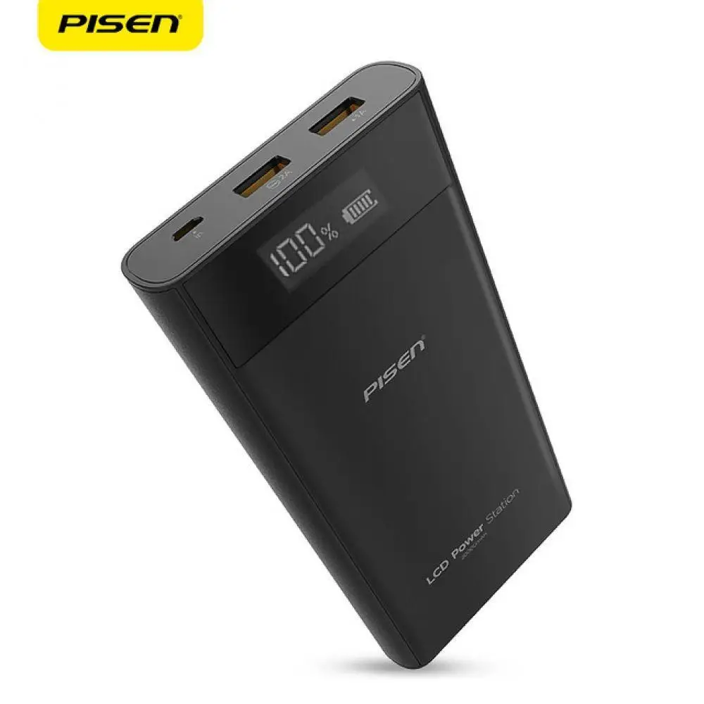 PISEN Power Bank 20000 мАч двойной USB портативный ЖК аккумулятор внешний зарядное
