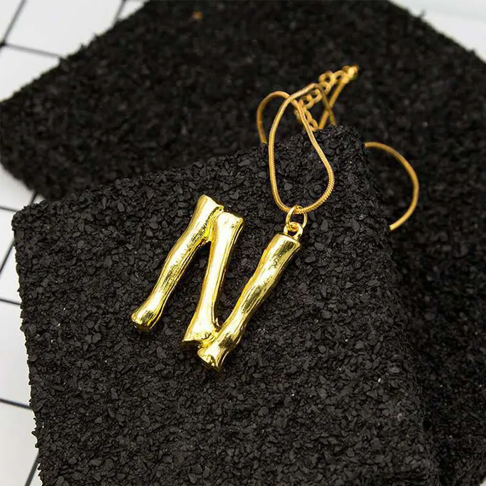 N A-Z английские буквы моды именной, буква ожерелье с надписью золотая цепочка начальный нагрудник ожерелье s подвески для женщин - Окраска металла: N