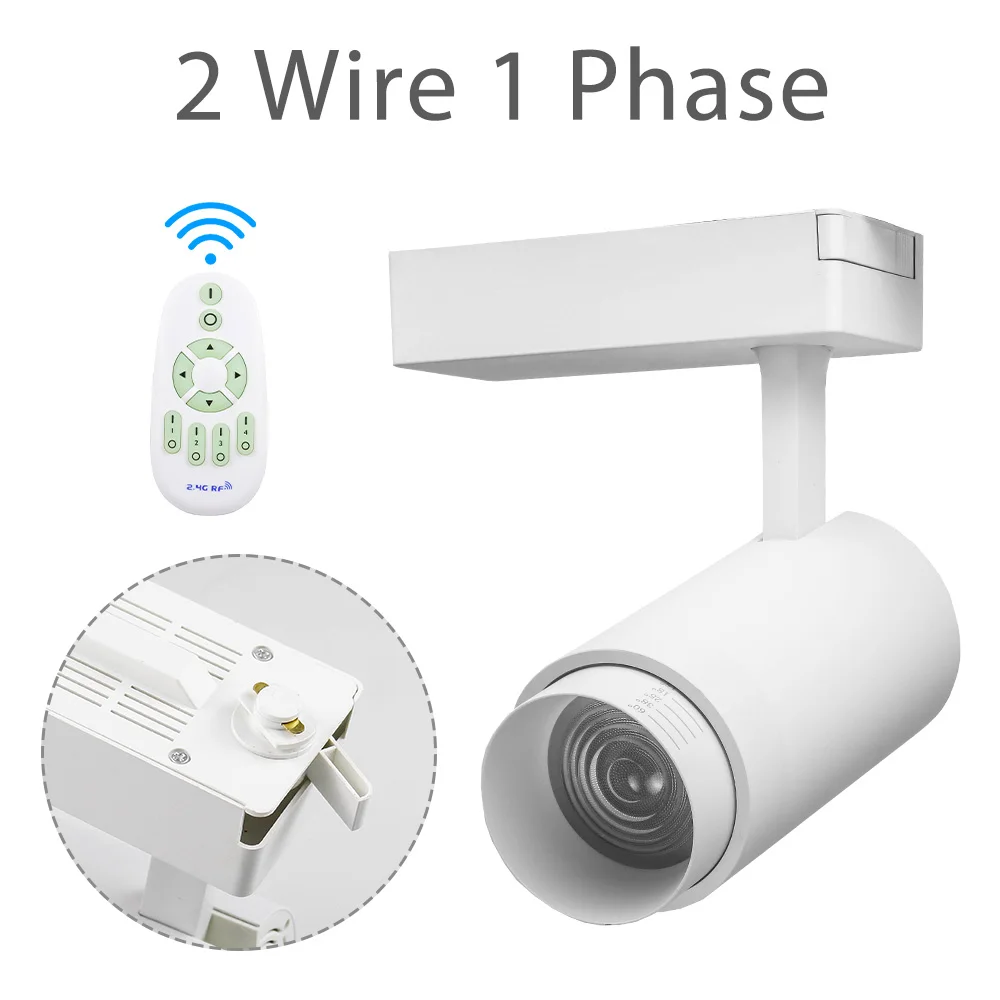 White 2 wire 1 phase 2,4G RF беспроводной управляемый светодиодный Трековый светильник 20 Вт изменяемый Цвет Регулируемый потолочный рельсовый Точечный светильник s масштабируемый Трековый светильник - Испускаемый цвет: White 2 wire 1 phase