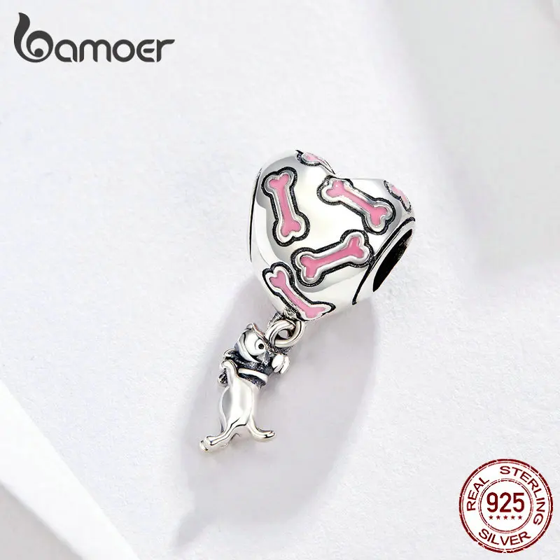 Classic 925 Sterling Silver I Love My Dog,Bone DIY Pendant Fit Pandora Necklace& Bracelet PAS083