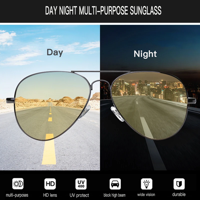 Очки ночного видения Поляризованные желтые фотохромные мужские солнцезащитные