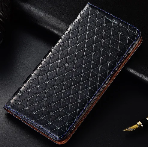 HX15 чехол из натуральной кожи с магнитной подставкой и откидной крышкой для Xiaomi Redmi Note 7(6,3 '), чехол с откидной крышкой для Redmi Note 7, чехол со слотом для карт - Цвет: Dark Blue