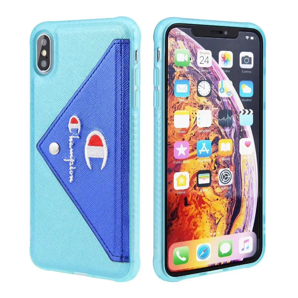 3D конверт с сердцами Дизайн чехол для iPhone 6 6s 7 8 Plus Флип кожаный бумажник задняя крышка для iPhone X 10 XR XS Max чехол для телефона - Цвет: bule