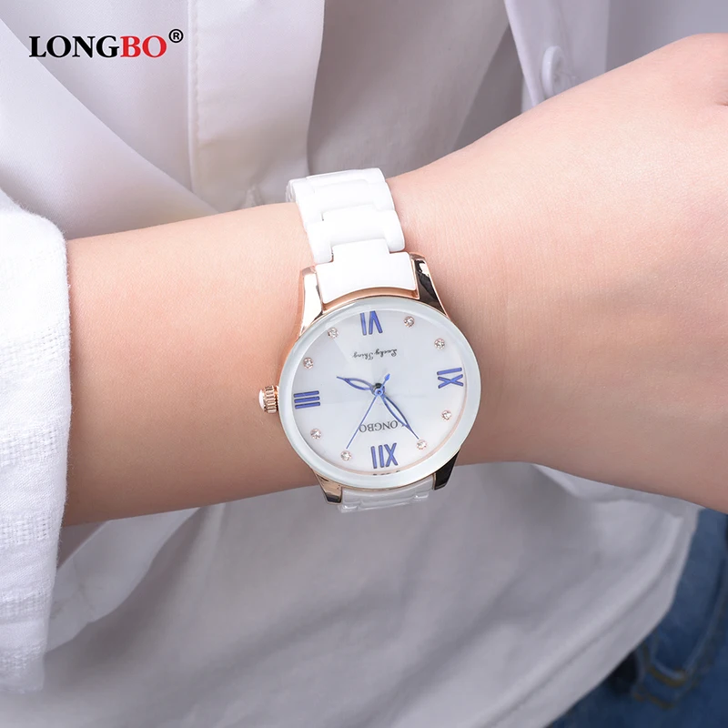 LONGBO Luxury Fashion Casual Quartz Watches Lady relojes mujer Imitation Ceramic Women Wristwatches Girl Dress Clock 80170 | Наручные