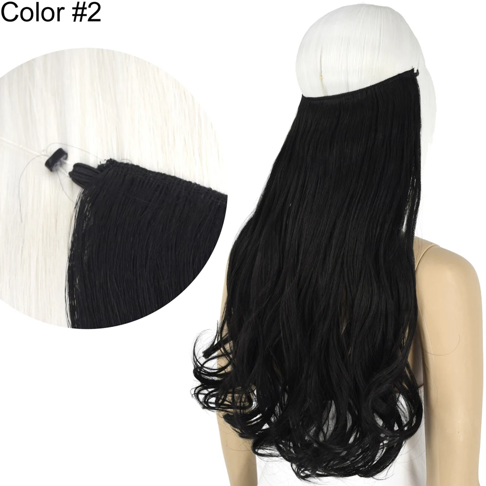 TOPREETY Термостойкое синтетическое волокно Наращивание волос Halo волна тела Невидимый гибкий провод части волос без зажимов TPYLW90