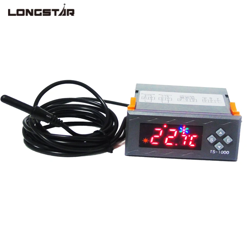 Двухрелеовый терморегулятор для инкубатора с цифровым нагревателем и охладителем LONGSTAR LED Thermostat Temperature Controller Two Relays Output Incubator Thermostaat 110V 220V 10A Digital Heater Cooler on.