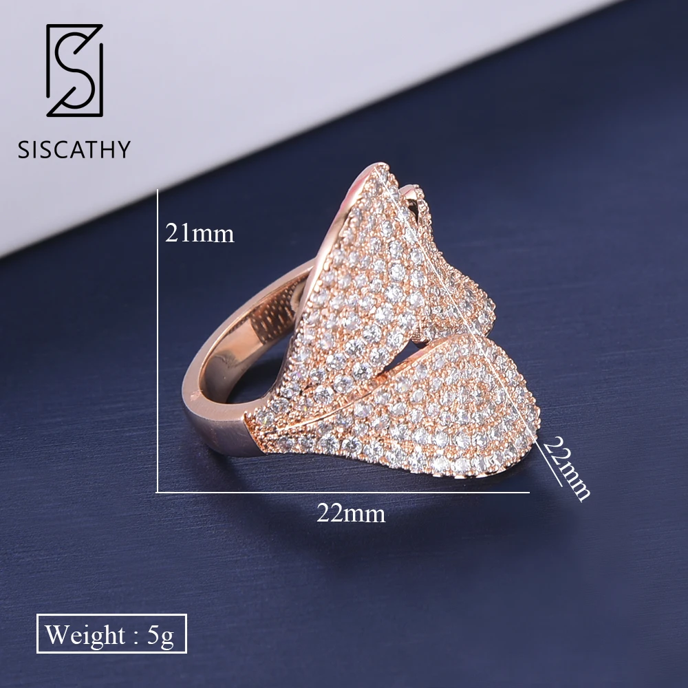 SisCathy Шарм полный кубический цирконий женские кольца модная одежда для помолвки цветок регулируемые кольца нигерийский Свадебный ювелирные изделия