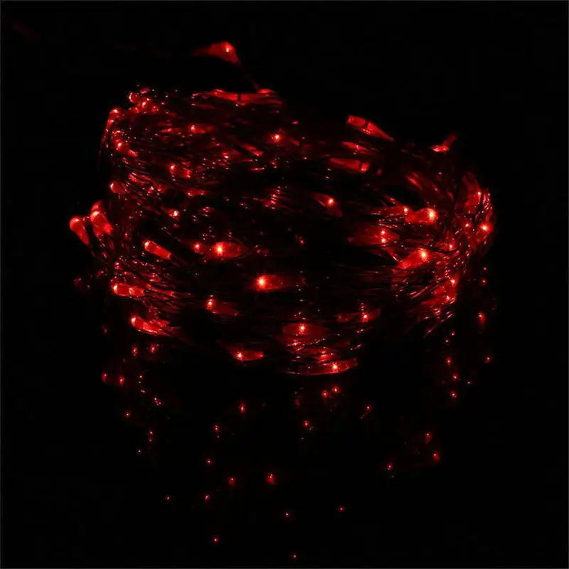 RED Солнечные 20 м 200 светодиодный Звездный серебристо-цветной провод светодиодный гирлянда Сказочный свет лоза лампа Рождественские Свадебные вечерние для улицы, домашний декор - Испускаемый цвет: RED