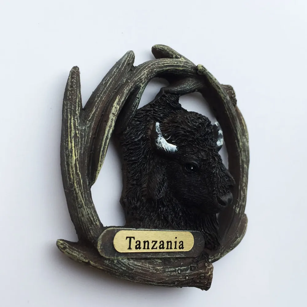 BABELEMI Africa Tanzania Resin Fridge Magnets Stickers 3d Bison Refrigerator Magnet Travel Souvenirs Home Decoration | Дом и сад
