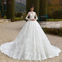 julia kui vintage ball gown wedding dresses with chapel train of full sleeve wedding gown custom made