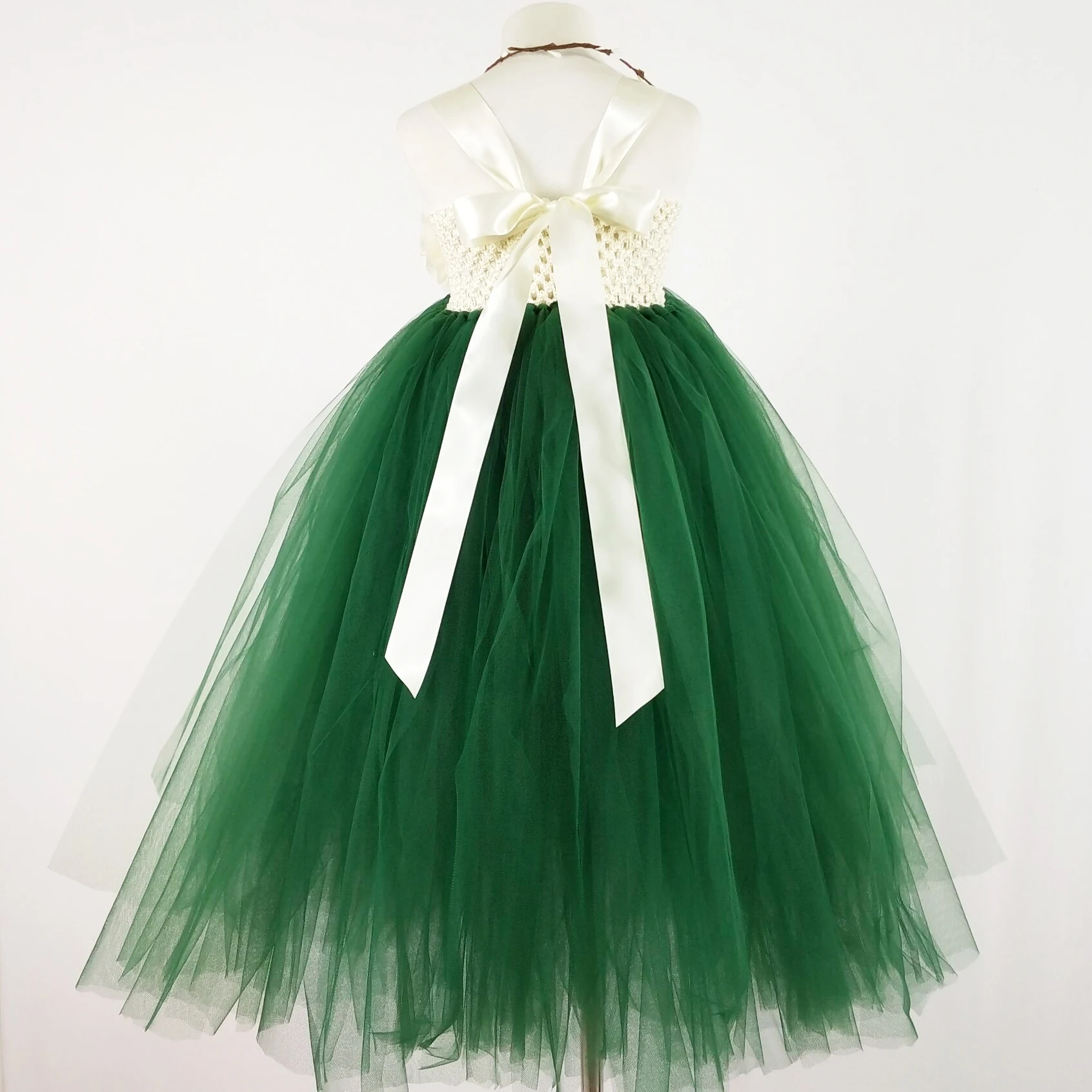 POSH DREAM Bohemian Teal Green Flower Girls Wedding For Party with Headband Kids Children clothing | Детская одежда и обувь