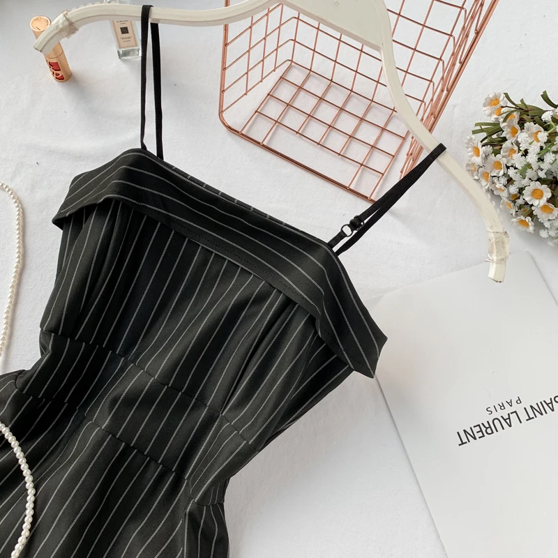 2019 Новая мода женские платья ассиметричное летнее с высокой талией в полоску