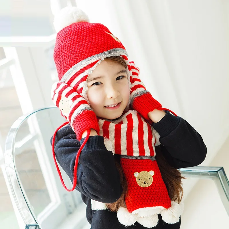 Детские шапки шарф перчатки 3 предмета теплые осенне зимние для мальчиков и