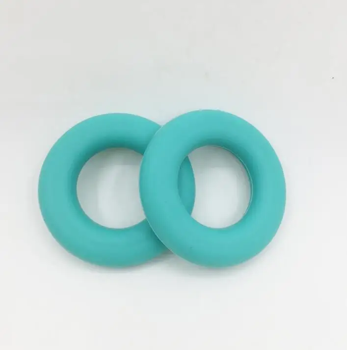 turquoise 10 шт./лот, большой силиконовый пончик, Круглый, 45 мм, Прорезыватель для зубов, пищевое Силиконовое кольцо-пончик, прорезыватель, подвески - Цвет: turquoise