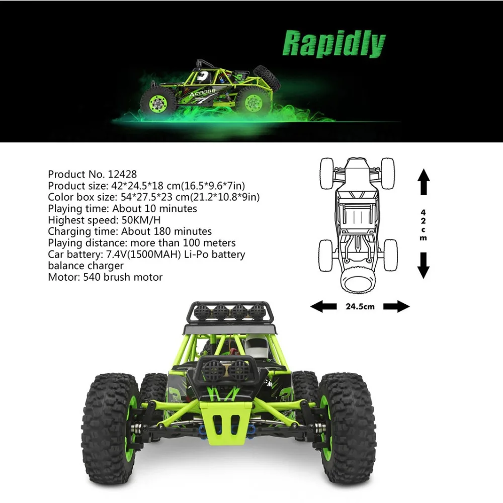 Wltoys 12428 Радиоуправляемый автомобиль 4WD 1/12 2 4G 50 км/ч высокоскоростной Дрифт