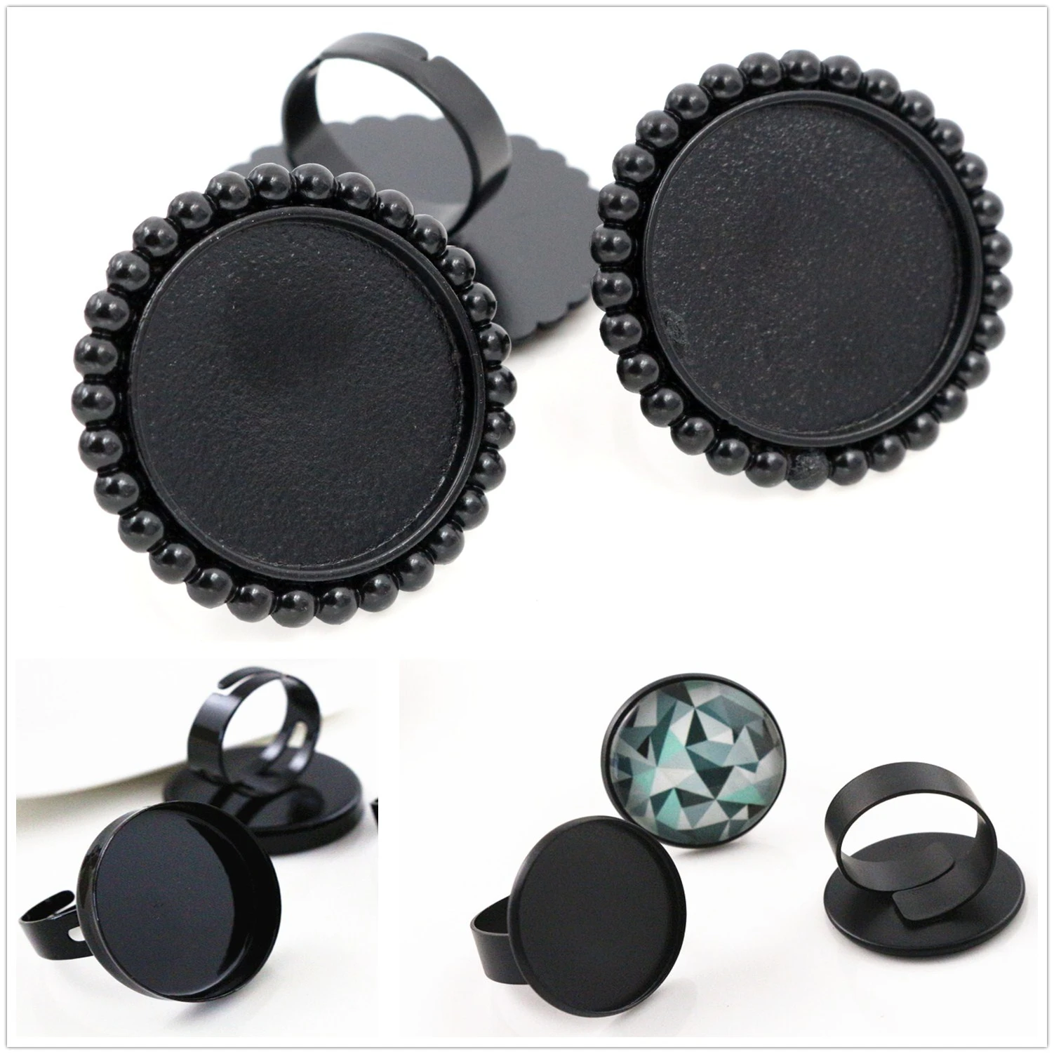 25 мм 5 шт. с черным покрытием 3 стиля латунные регулируемые настройки кольца