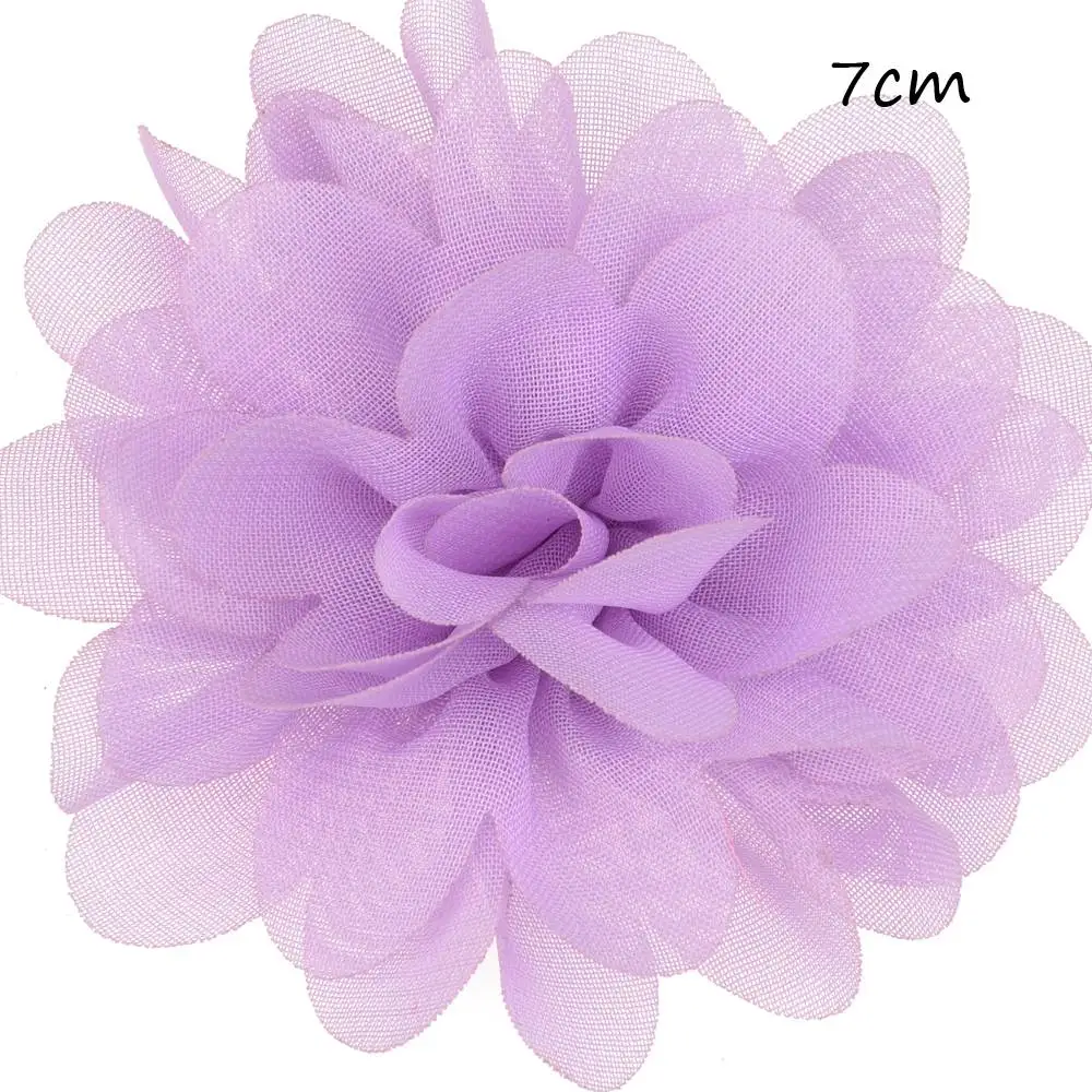 Lavender 15 шт. милый Шифоновый Цветок 7 см волосы цветок аксессуары для волос Подсолнух аксессуары «Единорог» не заколки для волос, волосы банты DIY аксессуары - Цвет: Lavender