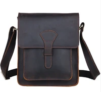men genuine leather cross body messenger bag dark brown vintage style bag for ipad crazy horse leather small bag 1112