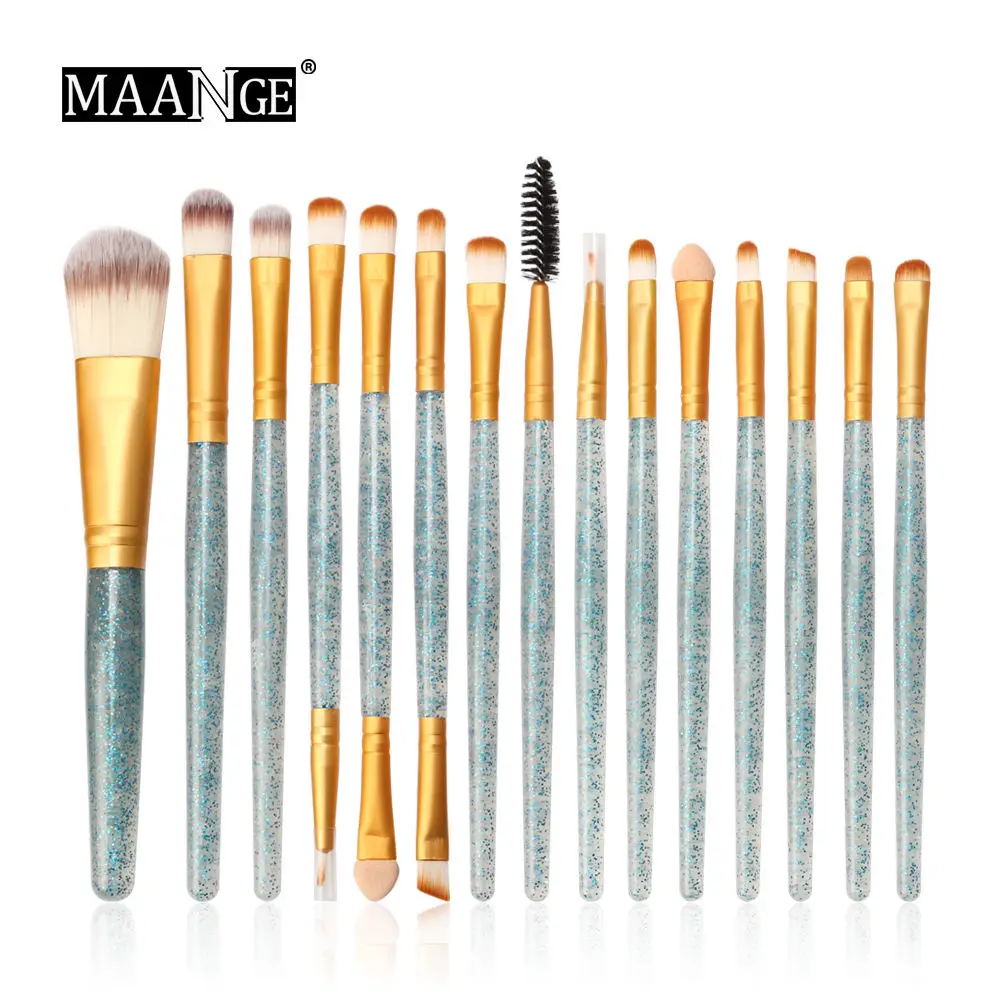15pcs-C 4-20 шт цветные кисти для макияжа набор хрустальных ручек тональная пудра консилер тени для век Красота Макияж Кисти pincel maquiagem - Handle Color: 15pcs-C