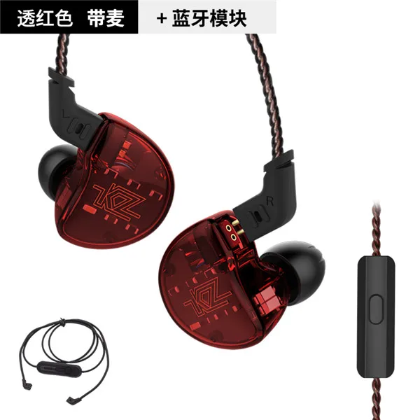 red mic BT KZ ZS10 1DD+ 4BA 4BA+ 1DD HIFI гарнитура гибридные наушники-вкладыши спортивные наушники с шумоподавлением сменный кабель AS10 BA10 ZST ZSN - Цвет: red mic BT