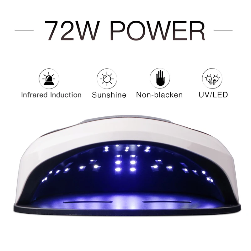 Профессиональный UV LED лампа для ногтей сушилка 72W фары с фототерапии машина сушка