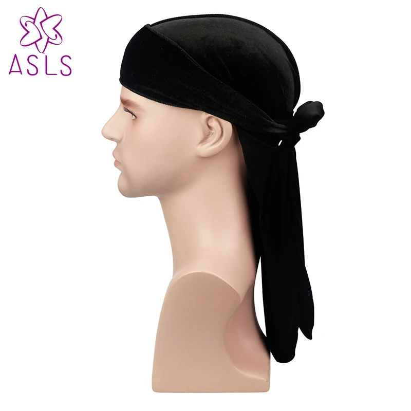 Новые роскошные для мужчин пространство бархат Durags Бандана тюрбан шляпы парики Doo Durag Байкер удлиненные бретели для нижнего белья стежка снаружи Durags