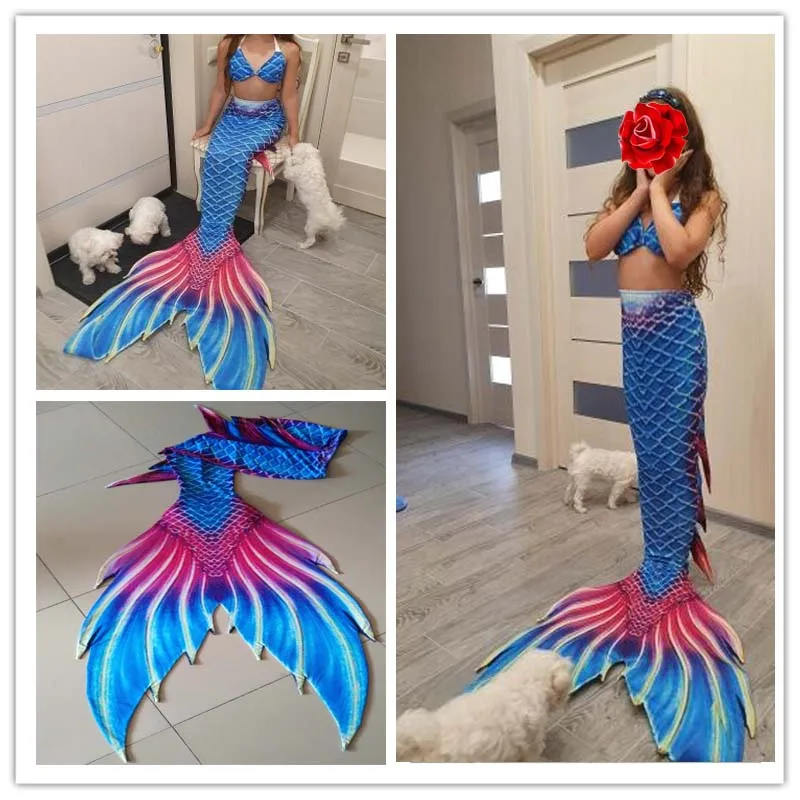 

custom made New Swimmable Mermaid Tail With Monofin Adult Kids Bikini Swimsuit Beach Vacation Props Cospaly Costume Fancy Dress