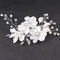crystal pearl flower hair clip floral style barrette bride hair jewelry bridesmaid wedding bridal hair accessories