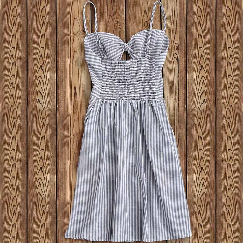 Женское платье на бретельках ZAFUL Повседневное в полоску с узлом спереди