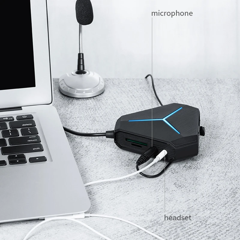 Внешний концентратор USB 2 0 3 с 6 портами звуковая карта шумоподавление адаптер для