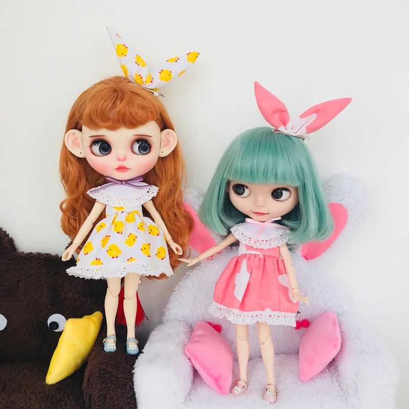 1 комплект 1/6 повязка на голову с милым куриным рисунком куклы + платье для Blyth Azone