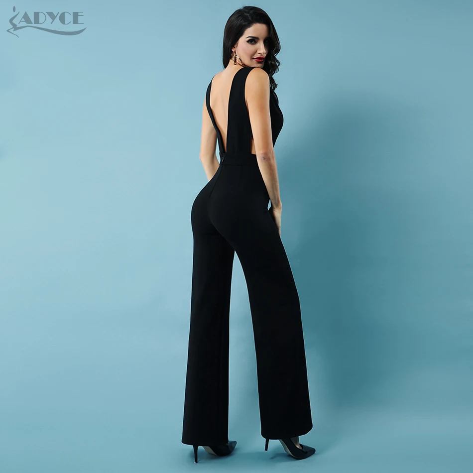 Adyce 2019 новый летний Для женщин Комбинезоны элегантный черный Sexy Глубокий