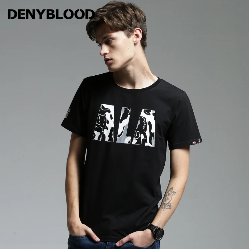 

Denyblood джинсы 2017 Летняя мужская футболка с коротким рукавом камуфляжная футболка с буквенным принтом и круглым вырезом одежда высокого каче...
