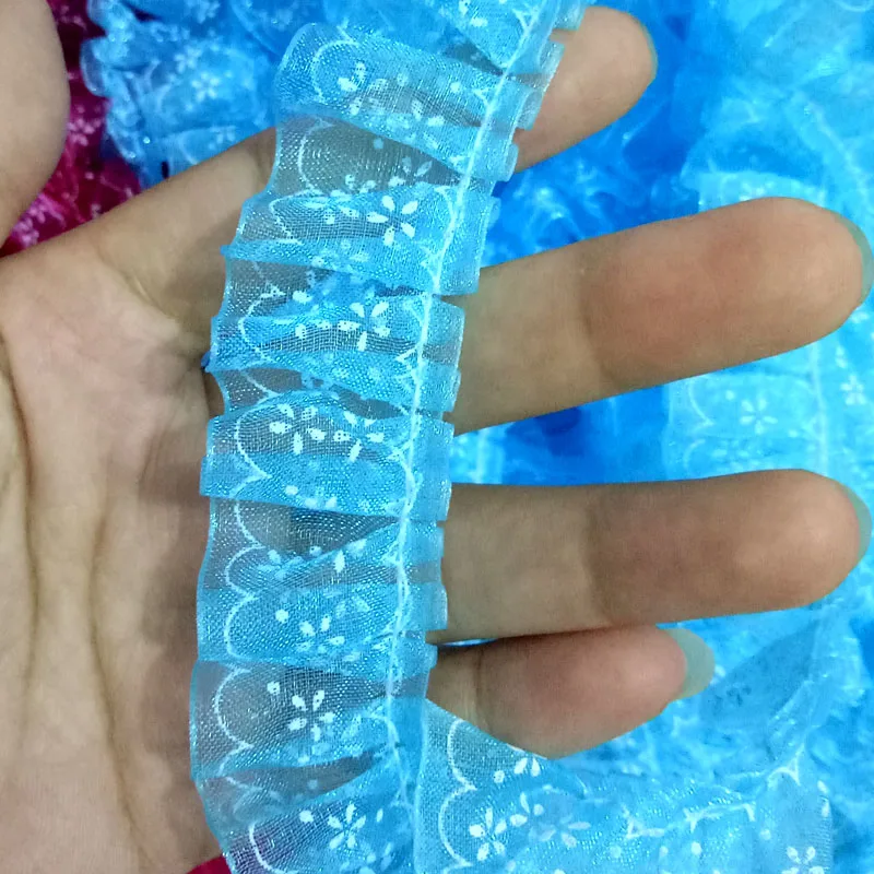 see chart 1M Tulle Lace Trim 2.5cm Flower Laces Ribbon Dolls Dress Sewing Accessories Snowflake Print Lace Fabric Trimmings Clothing RT15 - Цвет: see chart