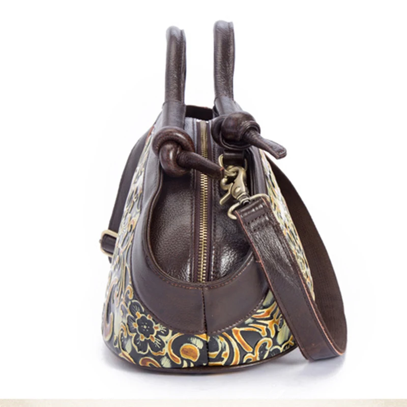 Сумка мессенджер женская из натуральной кожи с Цветочным Тиснением|tote bag|women tote