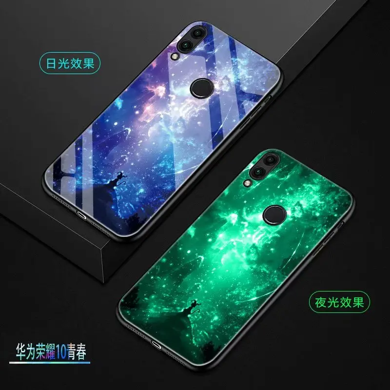 style 08 Для huawei p Smart чехол Роскошный светящийся Узор Жесткий закаленное стекло защитный чехол на заднюю панель для huawei p smart - Цвет: style 08
